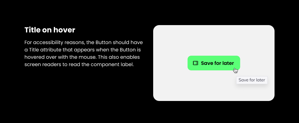 Title on hover, accessibility for buttons