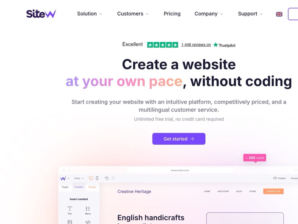 SiteW, the no-code website builder
