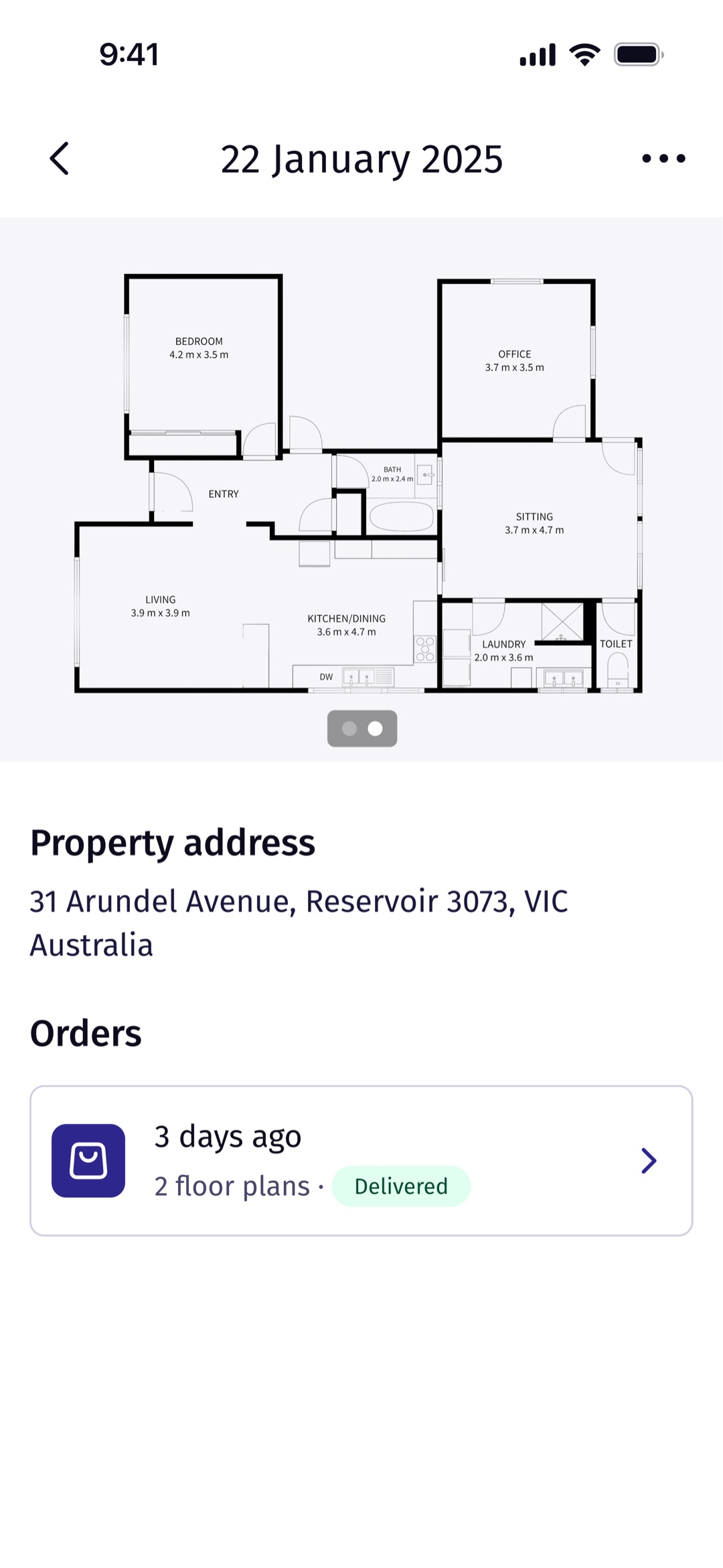 A delivered 2D floor plan for a property