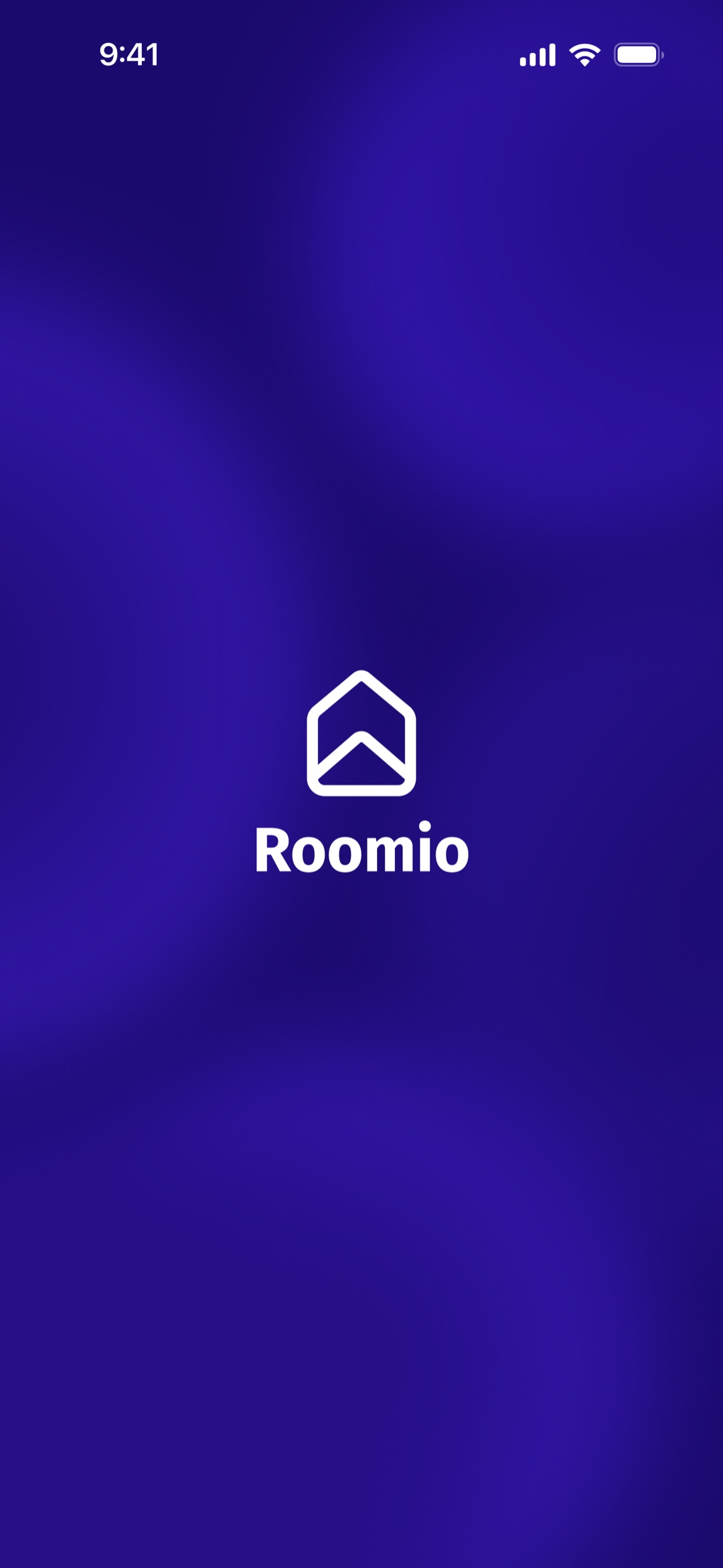 The Roomio launch screen